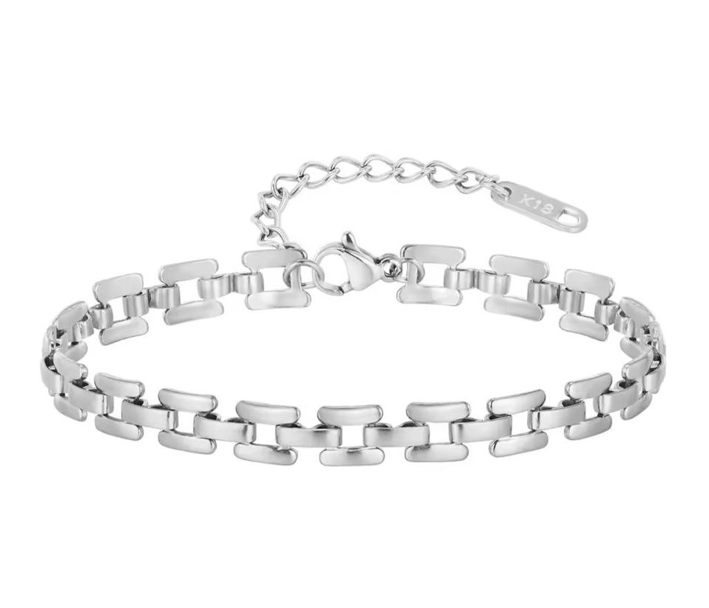 Damen Glieder Armband Edelstahl Silberfarben Hochglanz Produktbild 