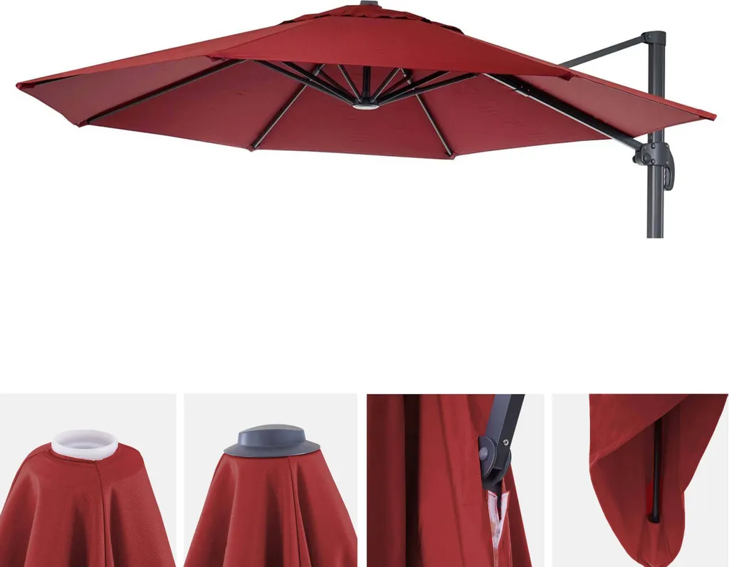 Ricambio Telo Ombrellone 3m HWC-A96 8 Stecche 220g Bordeaux