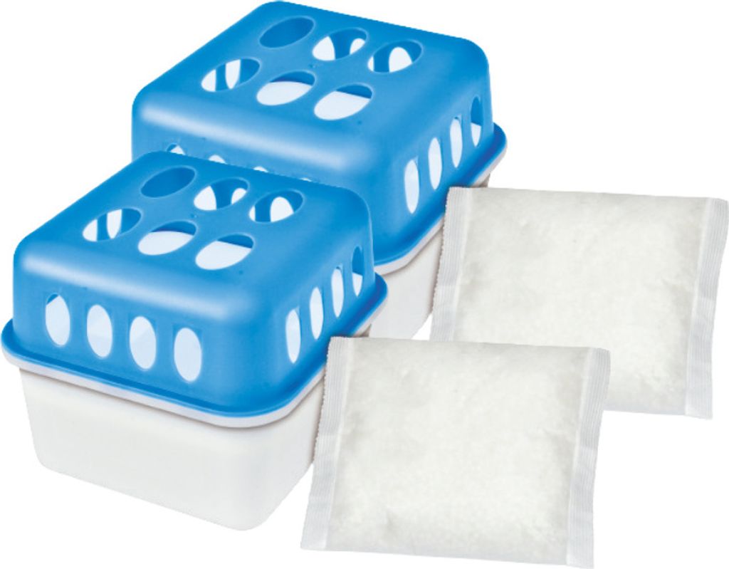 2x Luftentfeuchter inkl. 4x400g Granulat Nachfüllpack Raumentfeuchter, Feuchtigkeitsabsorber