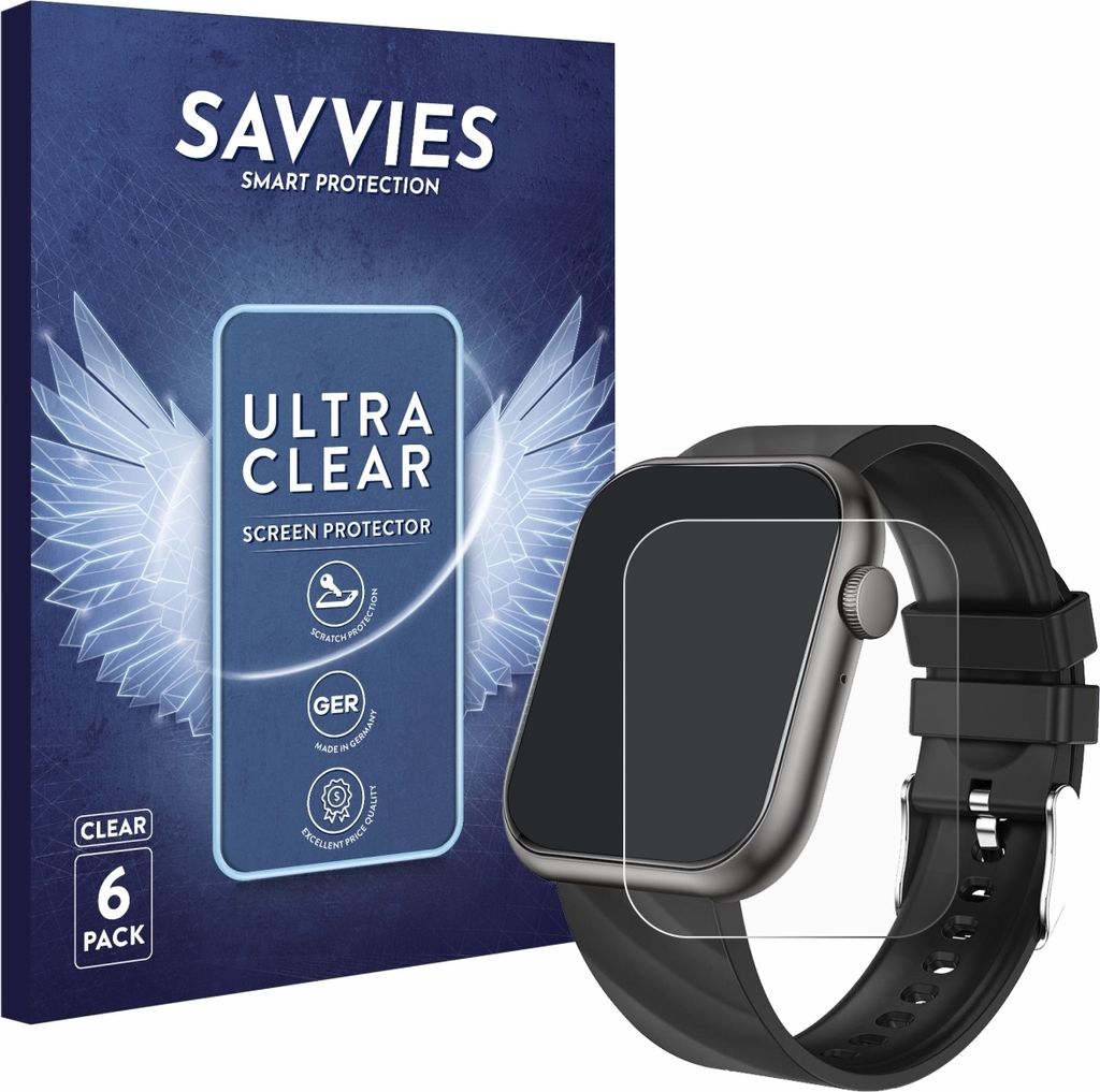 6x Für walkbee Smartwatch 1.96" Schutzfolie Savvies Produktbild 