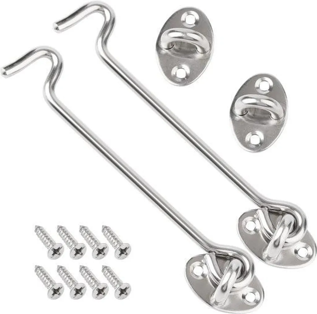 Crochet de porte robuste inox 157 mm avec fixation à œillet - Lot de 2