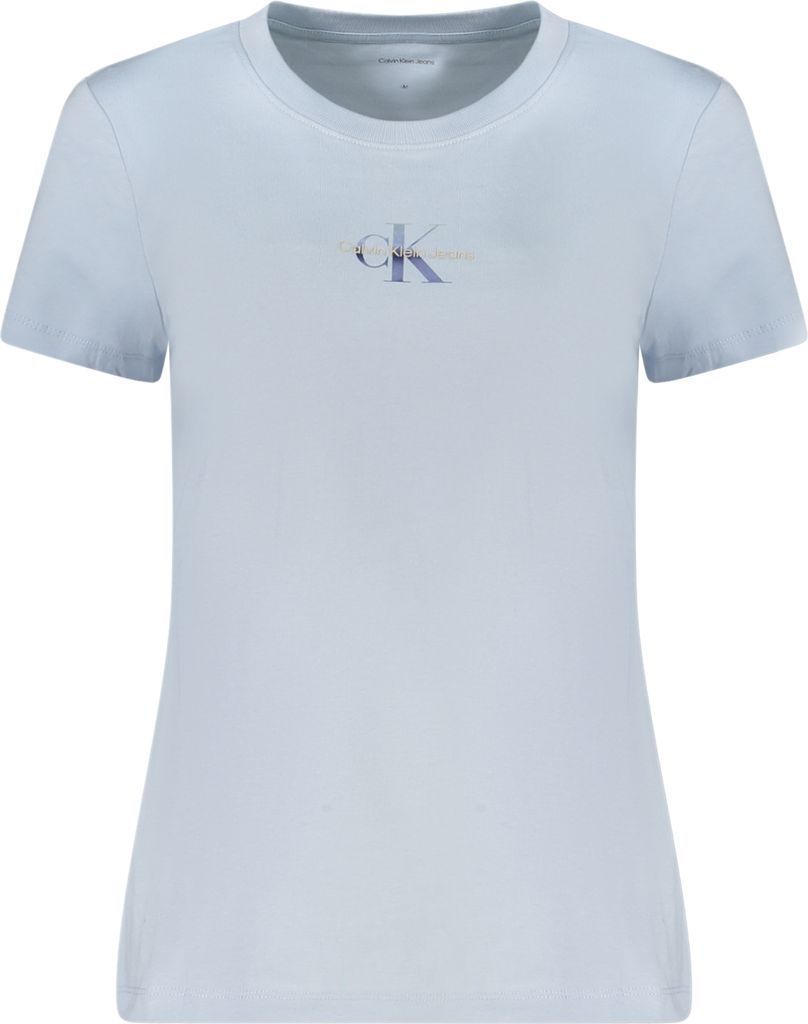 Damen Slim Fit T-Shirt Blau, Rundhals, Iridisierendes Design, Größe: XS Farbe: Azzurro