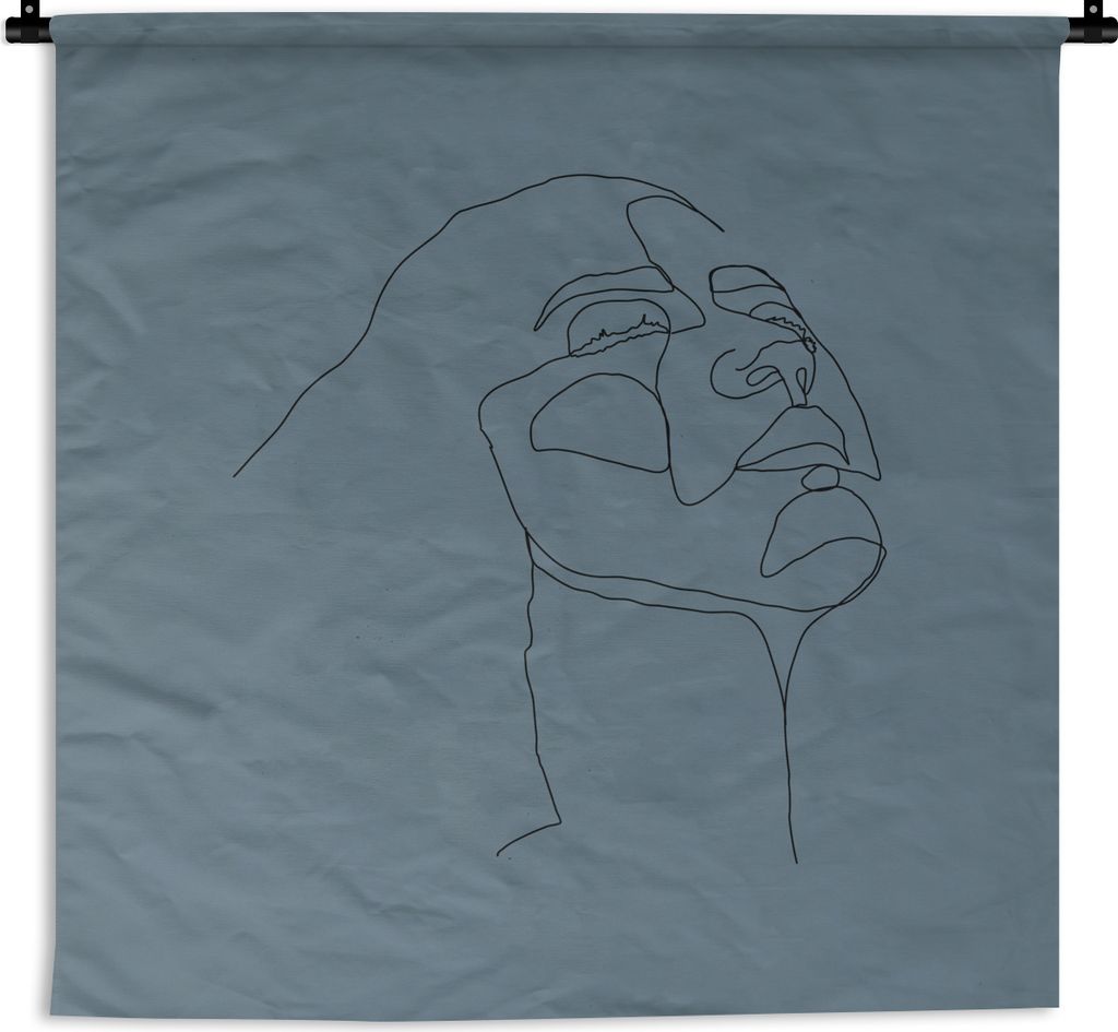 MuchoWow Wandteppich Wandbehang Frauen - Strichzeichnungen - Gesicht 90x90 cm Tapisserie Dekoration Wandtuch - Wandaufhänger