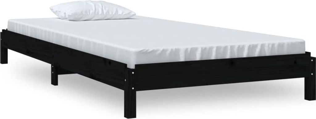 vidaXL Stapelbett Schwarz 75x190 cm Massivholz Kiefer