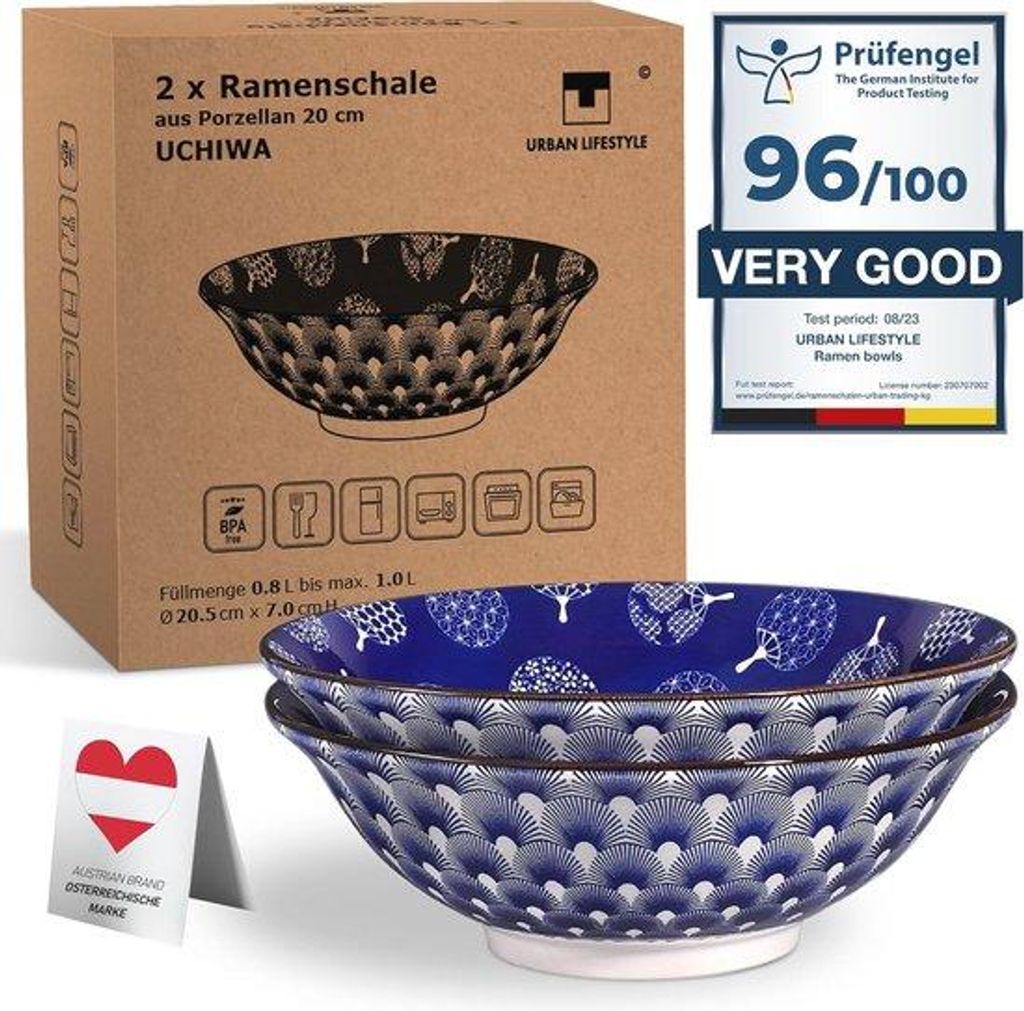 Große Porzellan-Schalen mit Blau-Weiß-Muster 0,8-1,0L