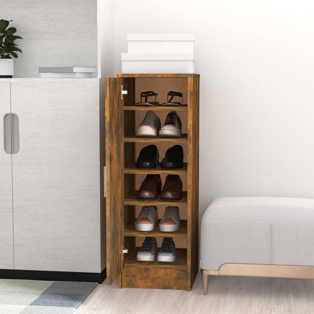 vidaXL Schuhregal Räuchereiche 32x35x92 cm Holzwerkstoff - Schuhregal - Schuhregale - Schuhaufbewahrung - Schuhschrank