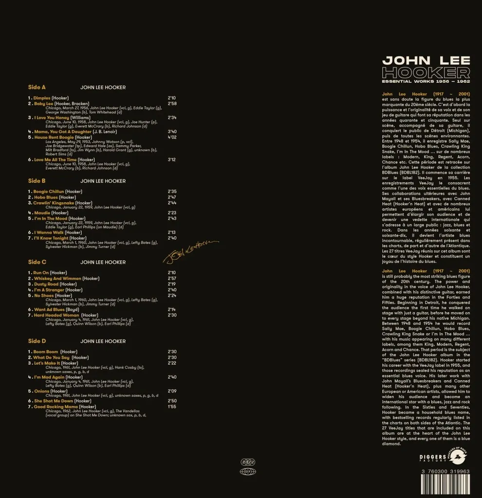 John Lee Hooker Essential Works 1956-1962 Compilation Vinyle 2 LP