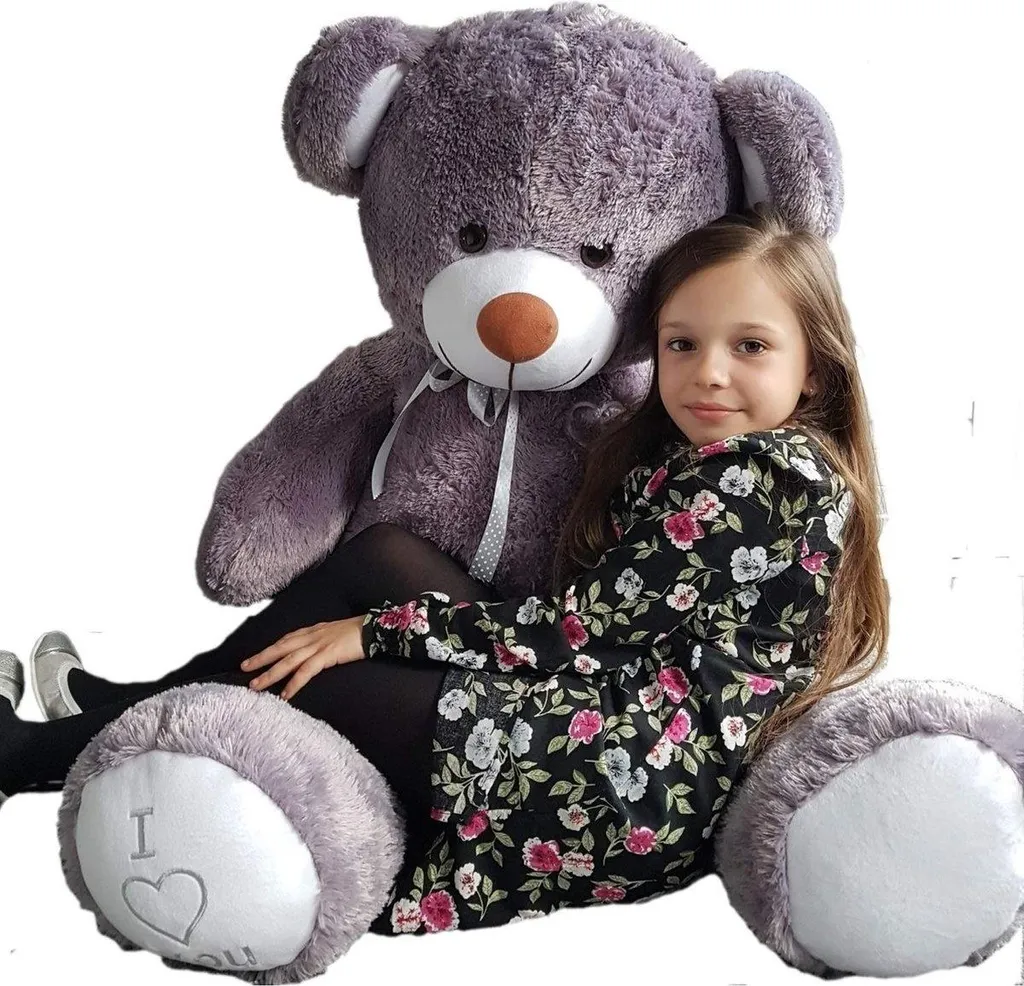 Grand ours en peluche violet 160 cm message I Love You romantique