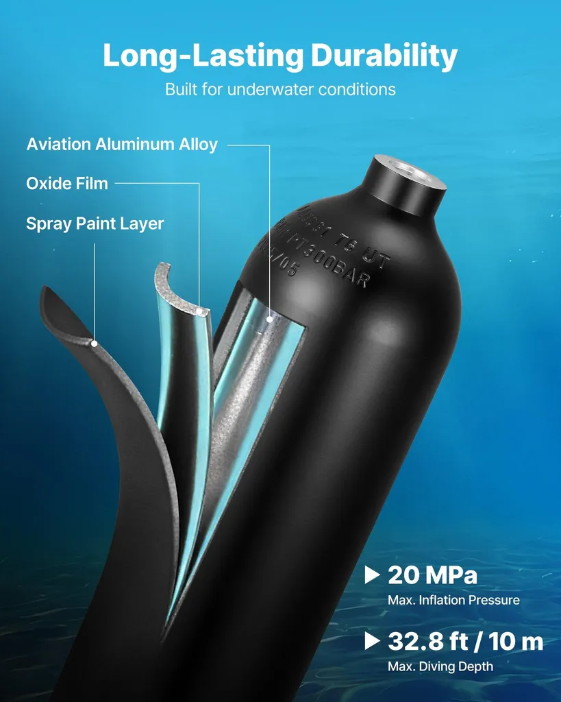 Mini-bouteille de plongée 2L portable rechargeable avec sac à dos - 3