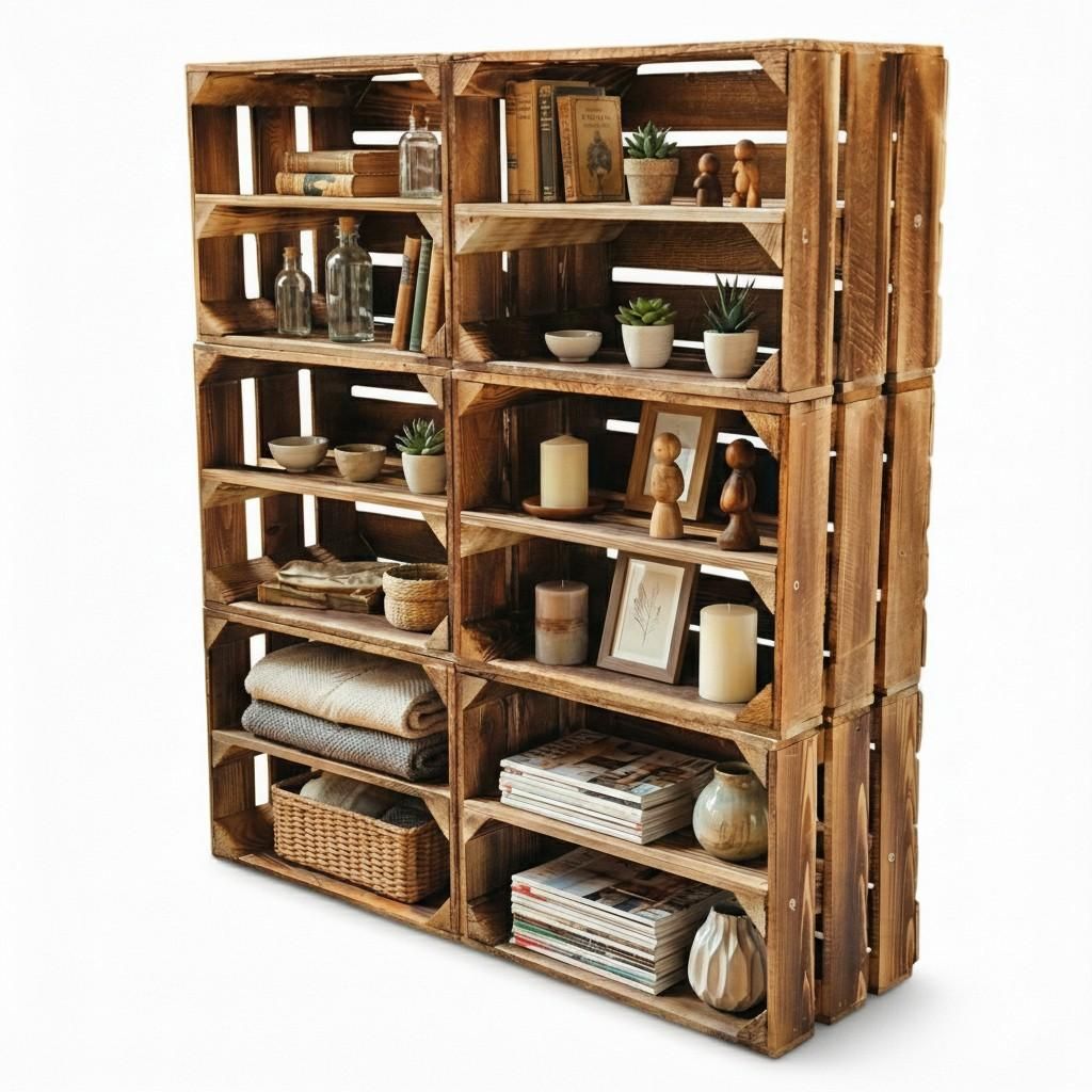 Cassa in legno fiammato 40x30x25 cm - Cassa per frutta Immagine del prodotto 