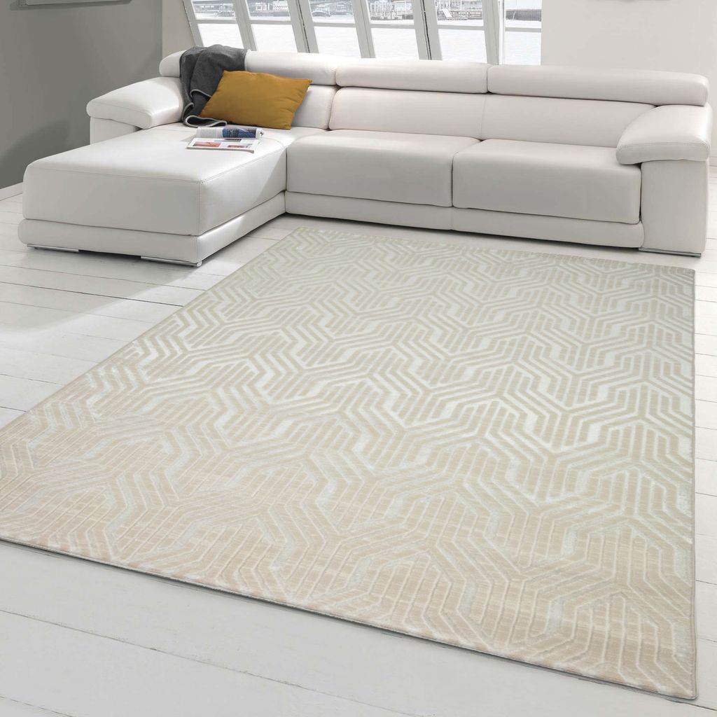 Schlichter Designerteppich dezent gemustert in creme Größe - 160 x 230 cm