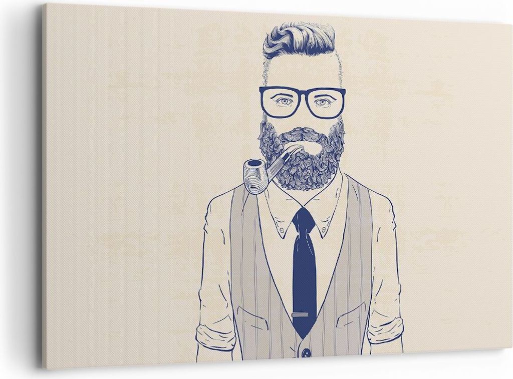 Bild auf Leinwand - Leinwandbild - Mann Pfeife - 120x80cm - Wand Bild - Wanddeko - Wandbilder - Leinwanddruck - Bilder - Kunstdruck - Wanddekoratio...