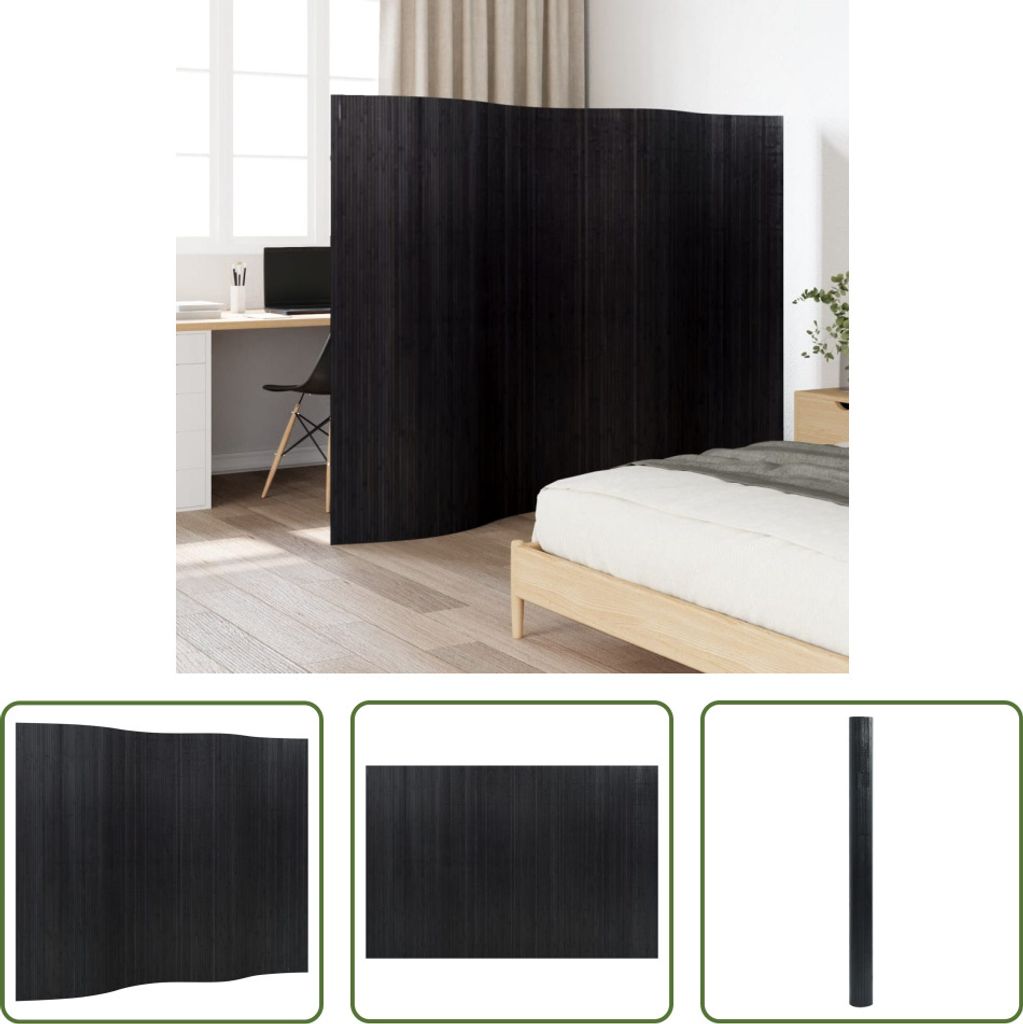 The Living Store Paravent Schwarz 165x250 cm Bambus