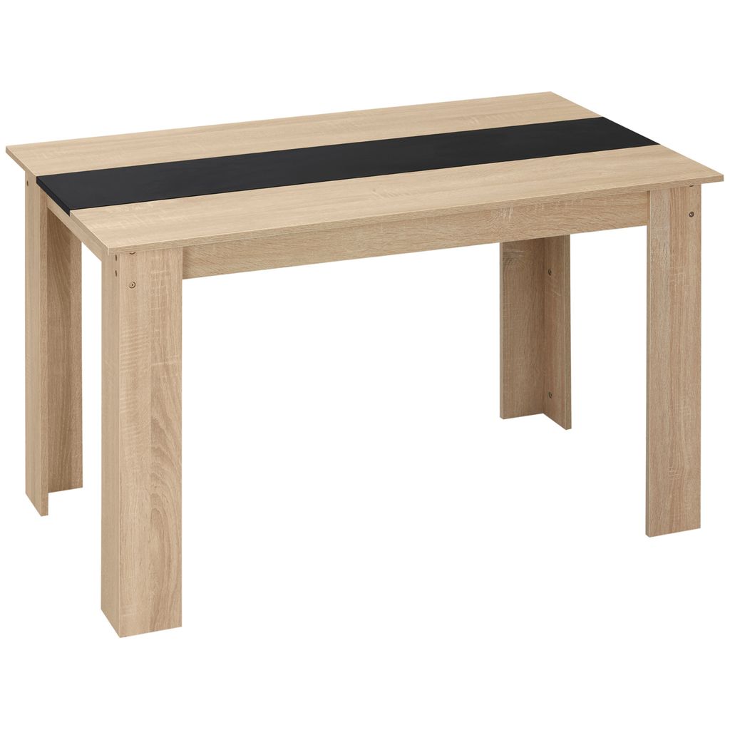 HOMCOM Esstisch im modernen Design mit großer Platte für 4–6 Personen aus Spanplatte, Abmessung 120 L x 69 B x 75 H cm, Schwarz und Natur