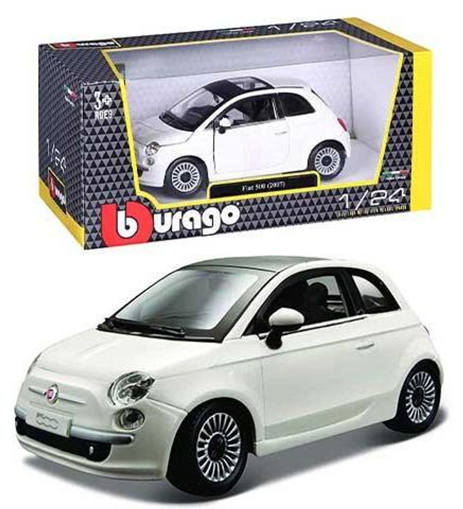 Modellino di auto Fiat 500 bianca in scala 1:24 BBURAGO Immagine del prodotto 