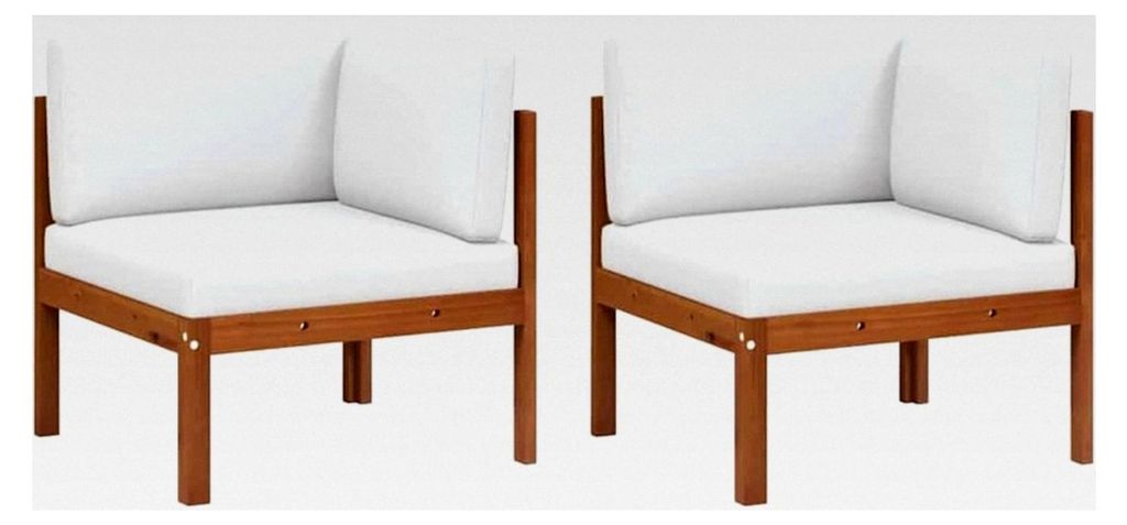 2X Garten Ecksofa aus massivem Akazienholz mit Auflagen