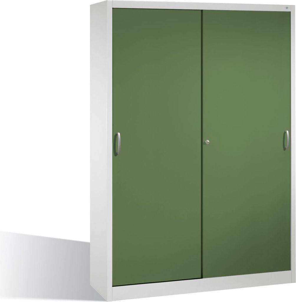 CP Stahlschrank 2149-00 S10059 lichtgrau, rededagrün 160,0 x 40,0 x 195,0 cm, aufgebaut