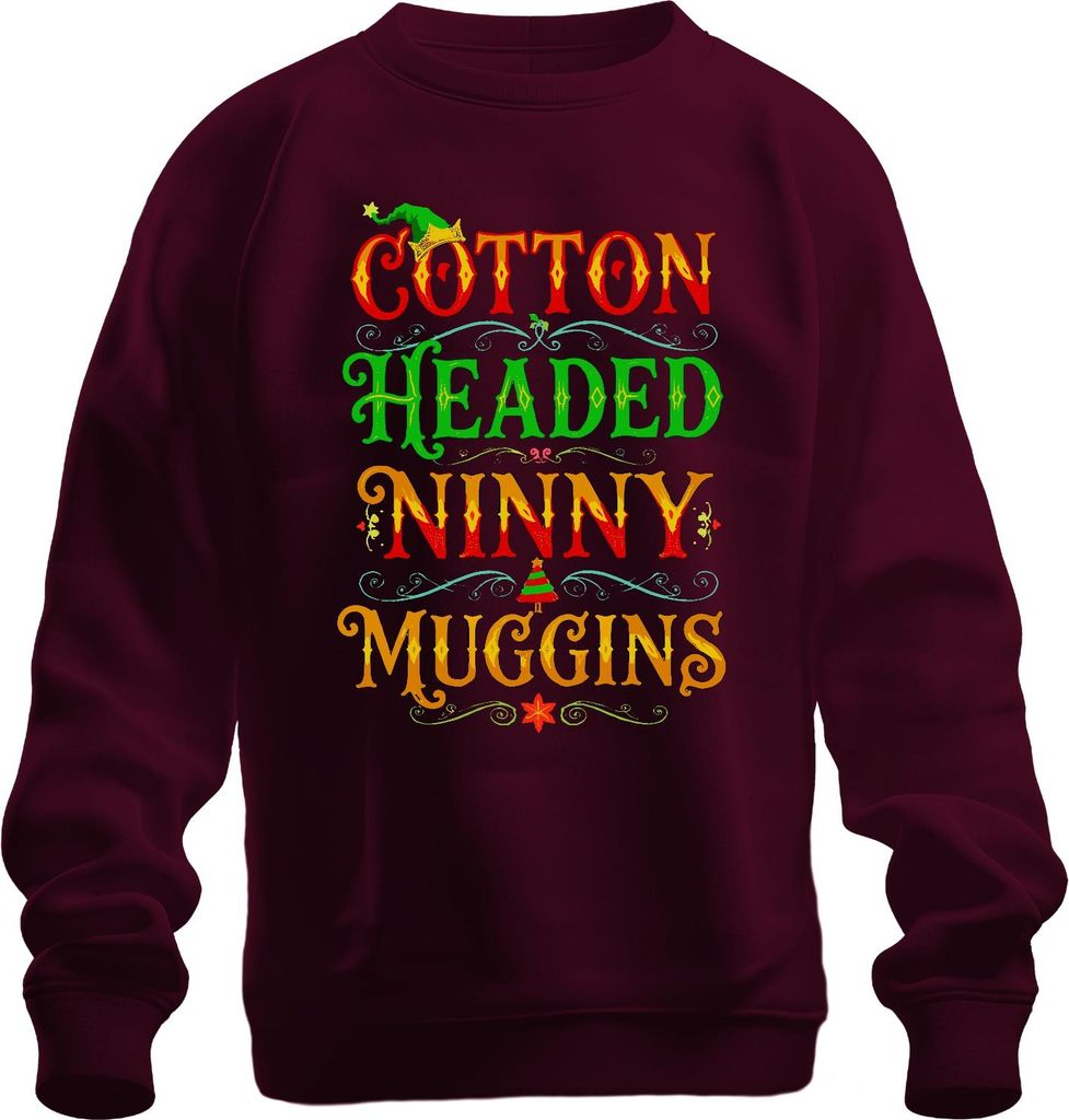 Baumwolle headed ninny muggins Buddy der Weihnachtself Filmzitat Uni Sweatshirt Pullover, Burgundy, M