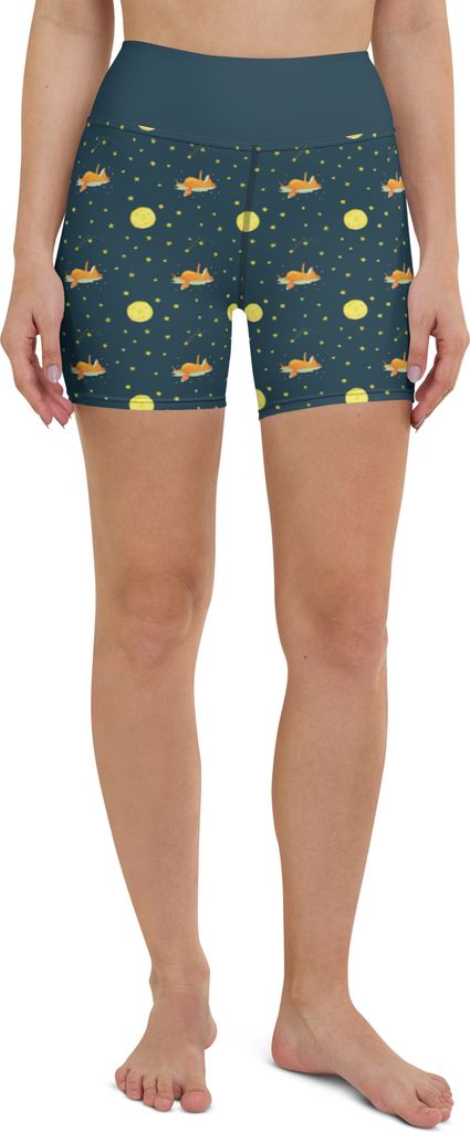 Mr. & Mrs. Panda Yoga Shorts Fuchs Sterne Größe XS - Blau - Geschenk, Nachts, Romantik, Sternengucker, Sporthose, Sportbekleidung, Mond, Sportsho...