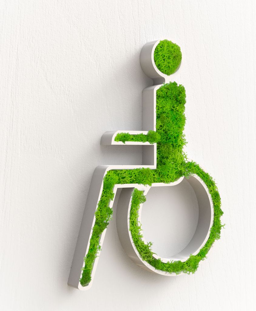 Behindertengerecht WC Türschild Moos Klo Schild Toiletten Toilettenschild Selbstklebend Gäste WC Moosbild Weiß