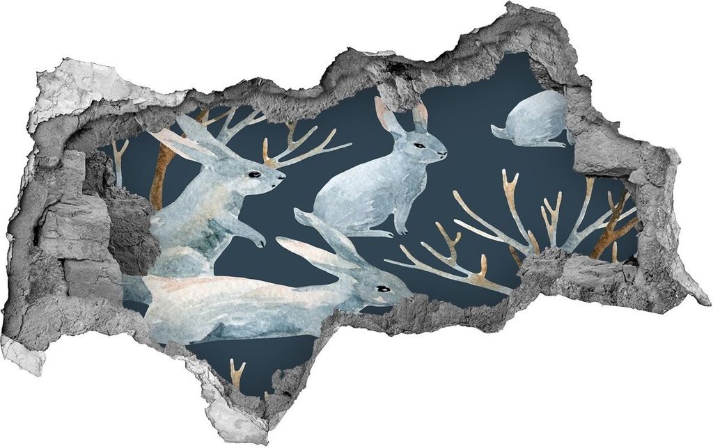 Selbstklebender Loch-3D-Aufkleber 95x73 cm Kaninchen im Produktbild 