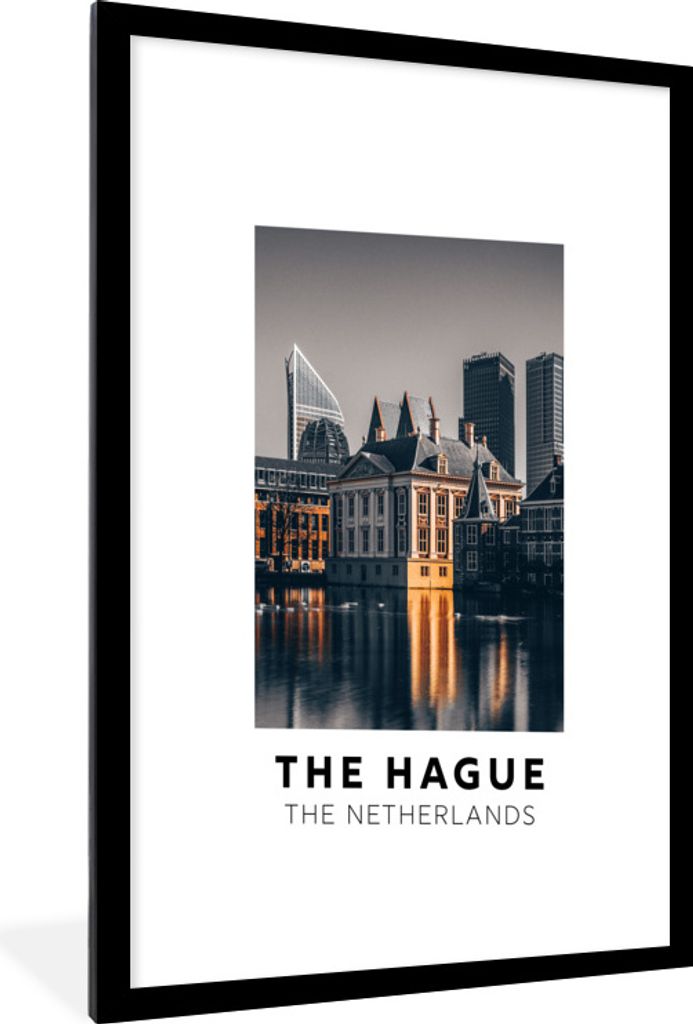 MuchoWow Gerahmtes Poster Niederlande - Den Haag - Architektur - Wasser 60x90 cm - Poster mit Schwarzem Bilderrahmen Wandposter Rahmen Foto Bilde...