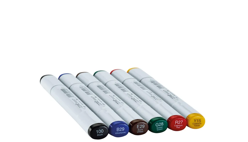 Set de 6 Feutres à Alcool Copic Sketch Bold Primaries Nuances de Base - 2