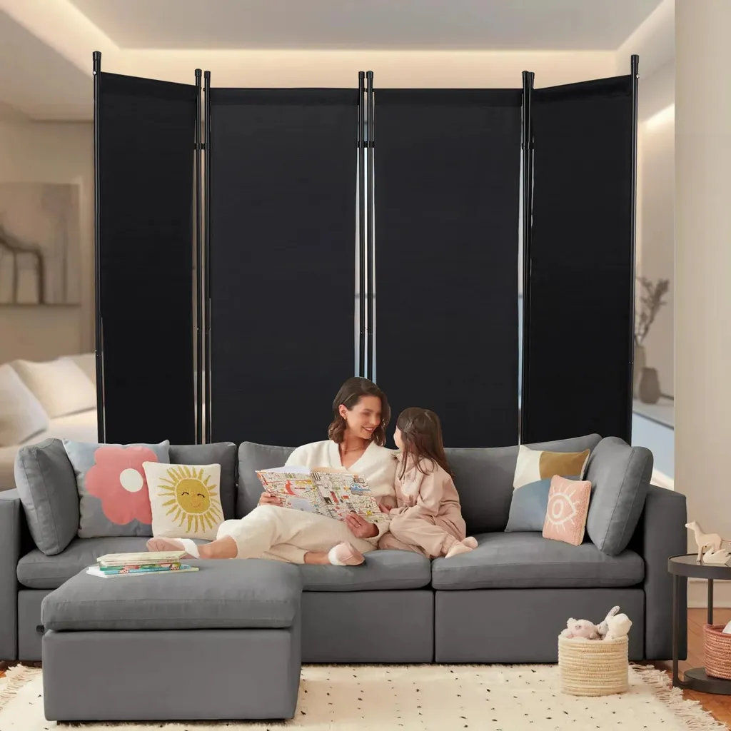 Paravent de bureau pliable gris foncé idéal pour télétravail et salon