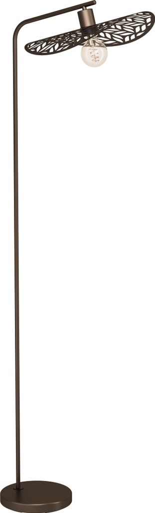 EGLO Stehlampe Swaby, Lampe Wohnzimmer, Standleuchte mit geschwungenem Lampenschirm, Leselampe aus Stahl in Bronze, E27 Fassung