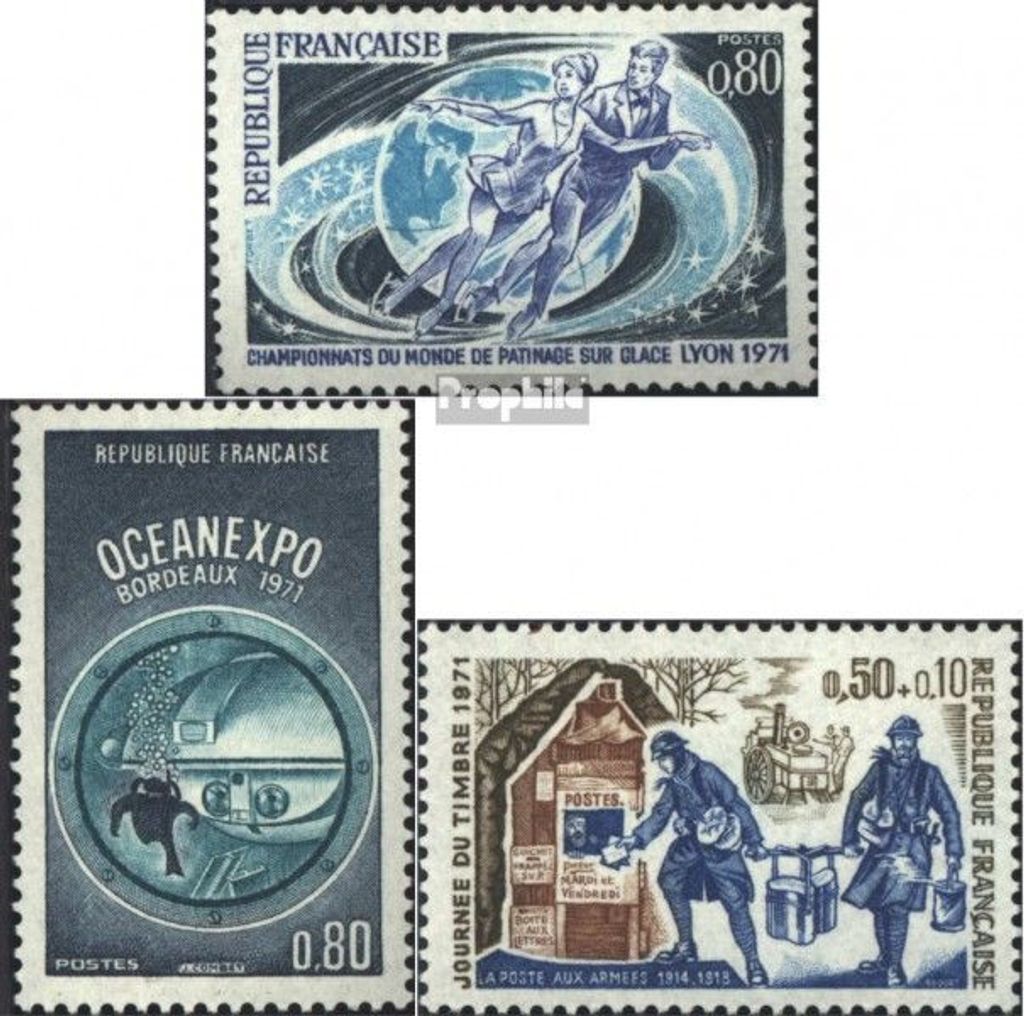 Briefmarken Frankreich 1971 Mi 1739,1740,1743 (kompl.Ausg.) postfrisch Eiskunstlauf