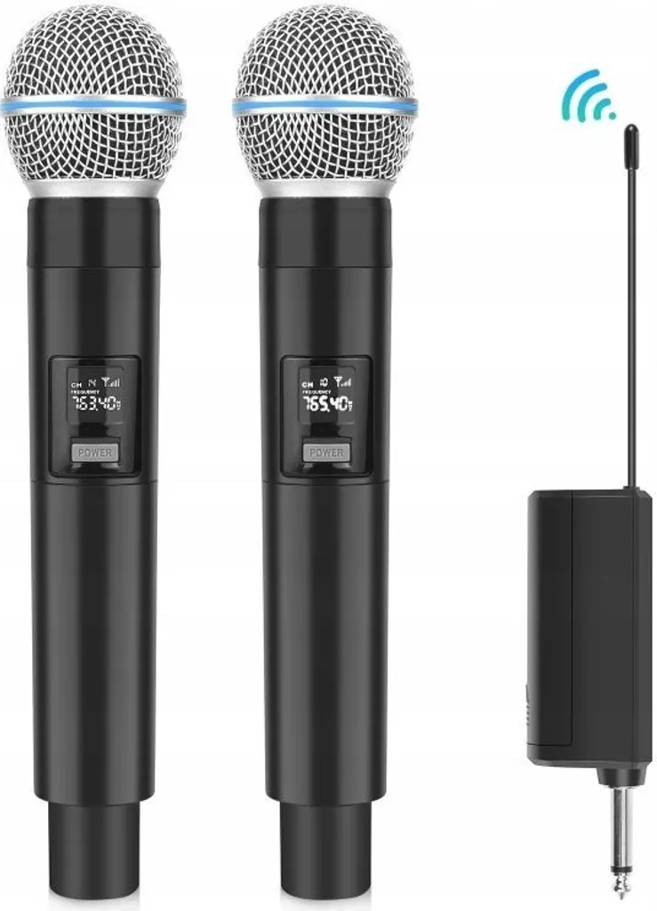 Microphone Dynamique Sans Fil UHF x2 Portée 30m Connecteur Polyvalent 3.5