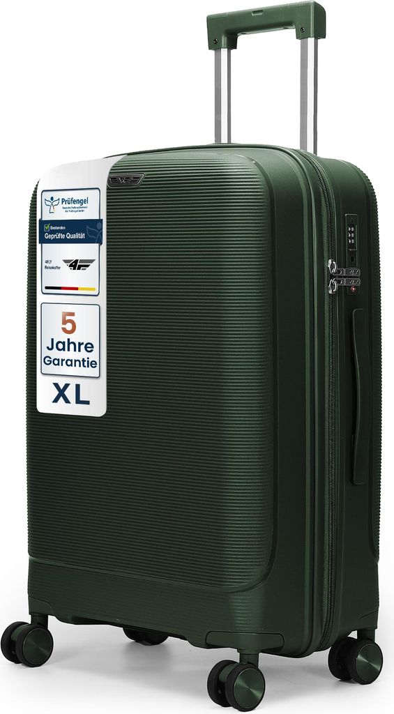 4FLY Leichter Hartschalen-Reisekoffer XL 75 cm (90L) – mit TSA-Schloss, 4 Spinner-Doppelrollen und Aluminium-Teleskopgriff, Aufgabegepäck