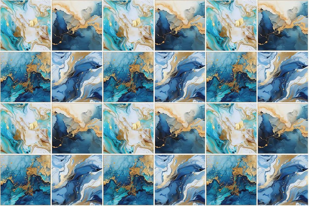 Fliesenaufkleber 20 x 20 cm – 24 Stück – Selbstklebend – Wasserfest – Pflegeleicht – Hitzebeständig – Für Küche & Bad – Abstrakte...