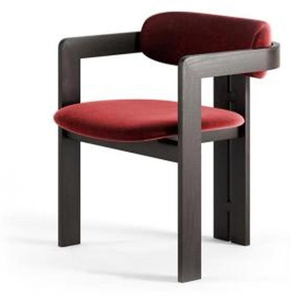 Luxus Roter Esszimmer Stuhl Holzgestell Designer Polster Einsitzer Textil