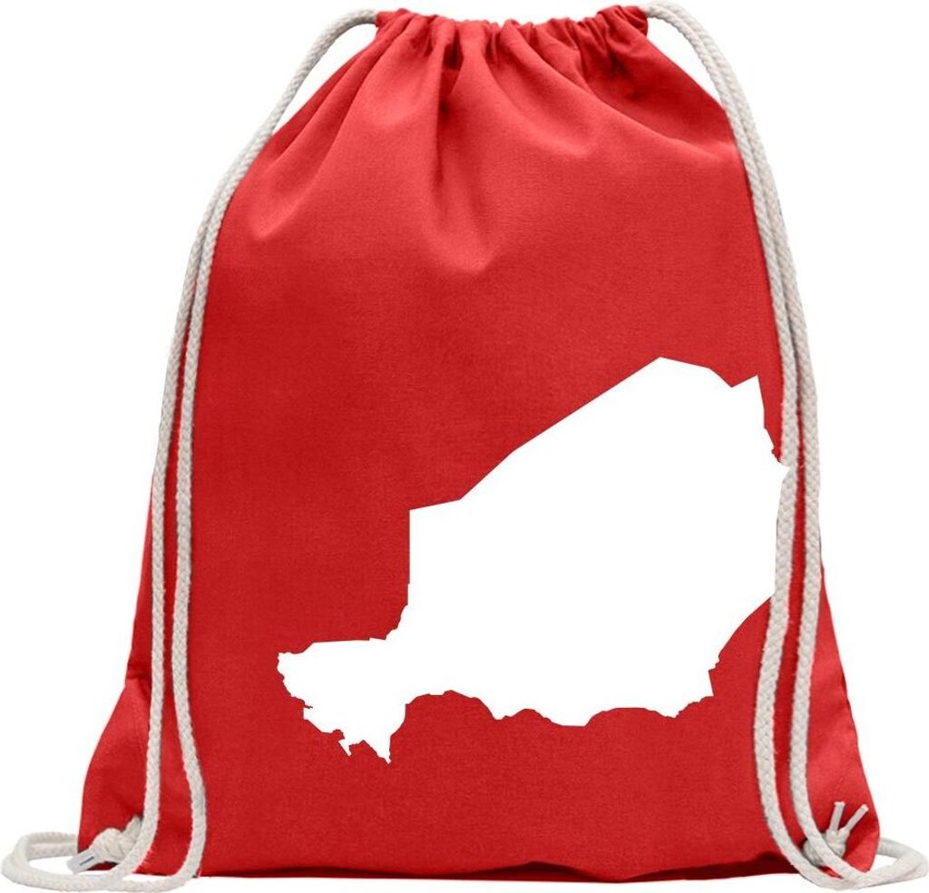 Kiwistar - Turnbeutel - rot - Niger Umriss Kontur - Fun Rucksack Sport Beutel Gymsack Baumwolle mit Ziehgurt