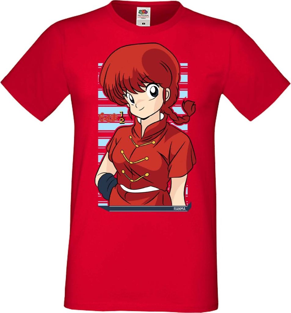 Herren T-Shirt Manga Anime Ranma Saotome, Man 3XL / Rot