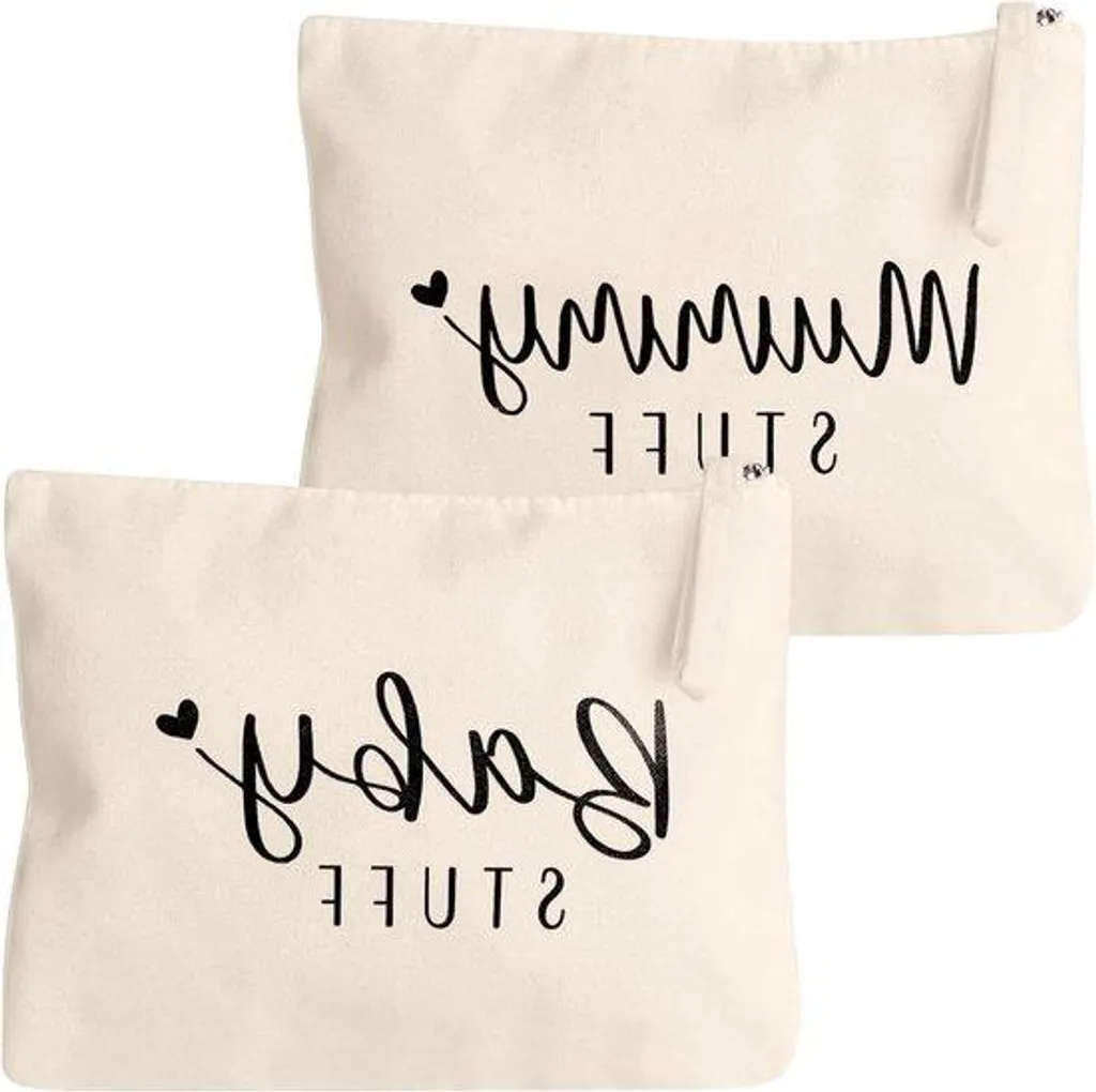 Pochette de toilette beige pour maman et accessoires de baby shower