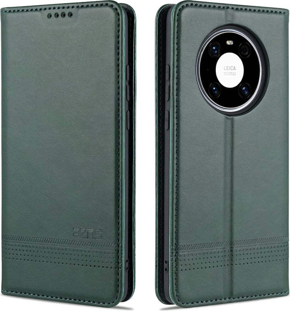 LaimTop LederHülle für Huawei Mate 40 Pro, Klapphüllen Brieftasche Magnetverschluss Ständer Schutzhülle für Huawei Mate 40 Pro Grün