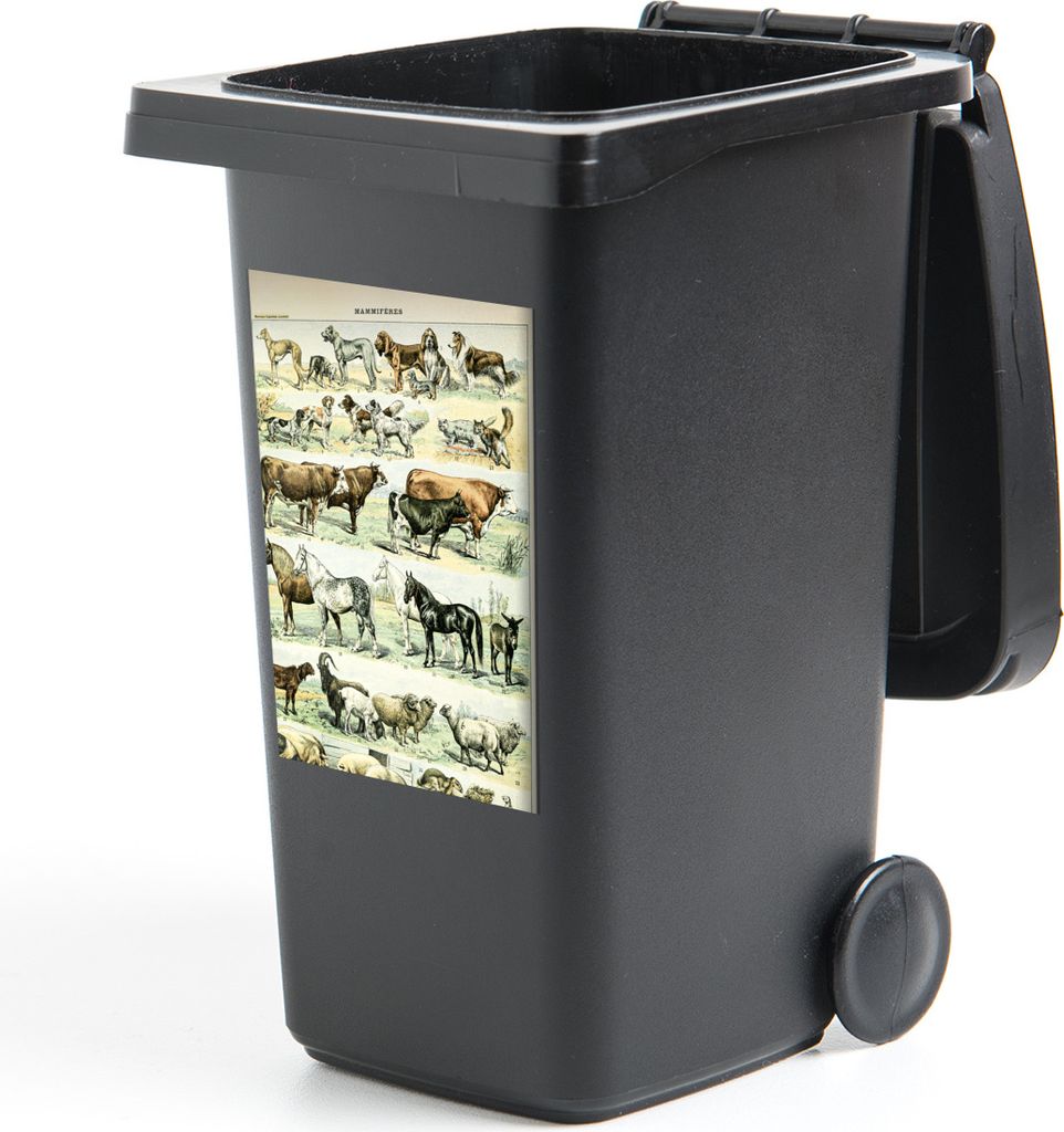 MuchoWow Mülltonnenaufkleber Tiere - Pferde - Illustration - Vintage - Adolphe Millot 40x60 cm - Mültonnen-sticker - Sticker - Aufkleber für d...