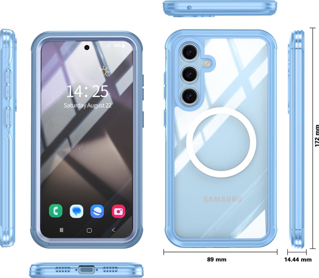 INF Samsung Galaxy S24 FE Hülle, 9H Gehärtete Glasrückseite Blau
