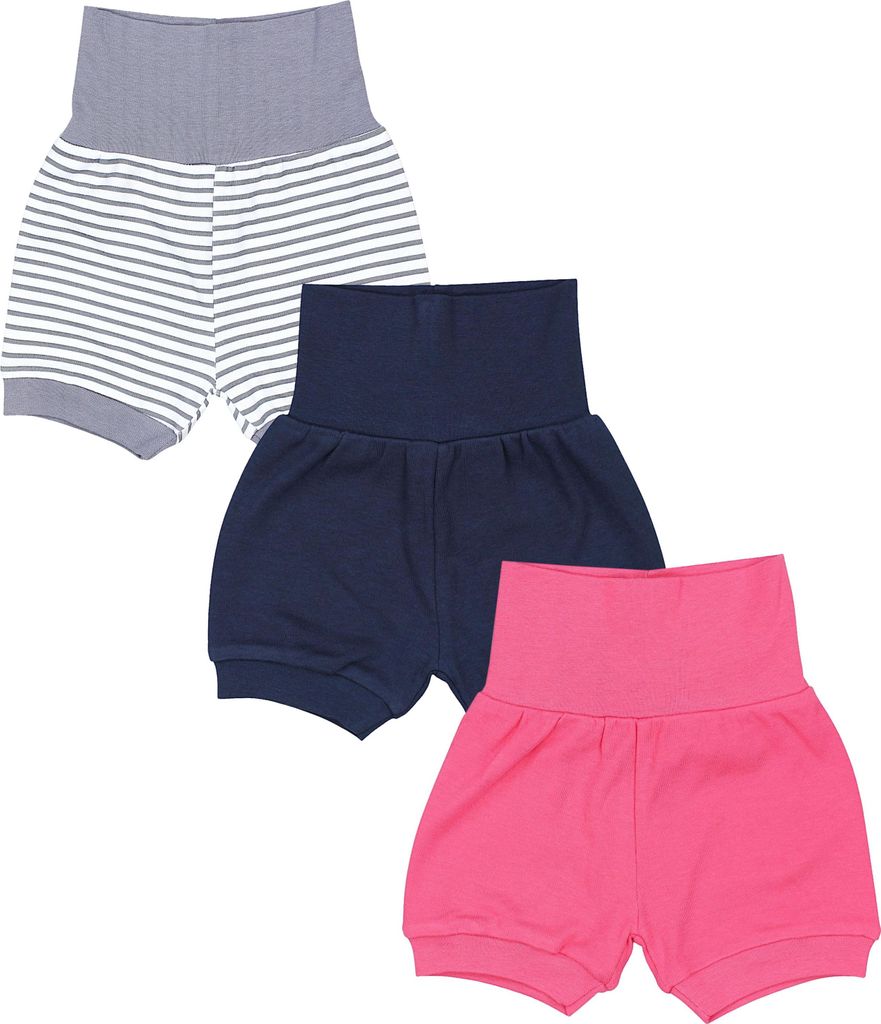 TupTam Baby Mädchen Kurze Pumphose 3er Pack, Farbe: Farbenmix 2, Größe: 80-86