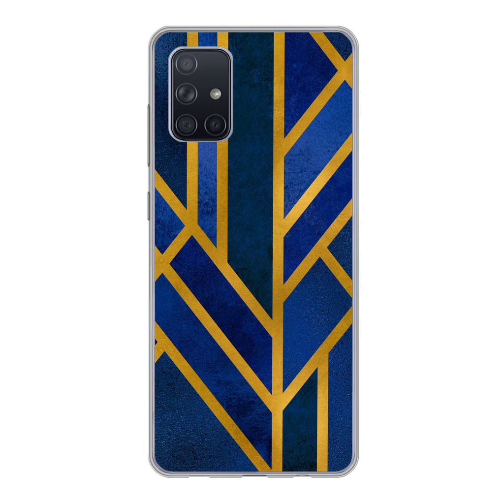 MuchoWow Handyhülle Schutzhülle Hülle für Samsung Galaxy A51 5G Gold - Blau - Luxus Silikon Softcase Handy Hülle - Abbildung