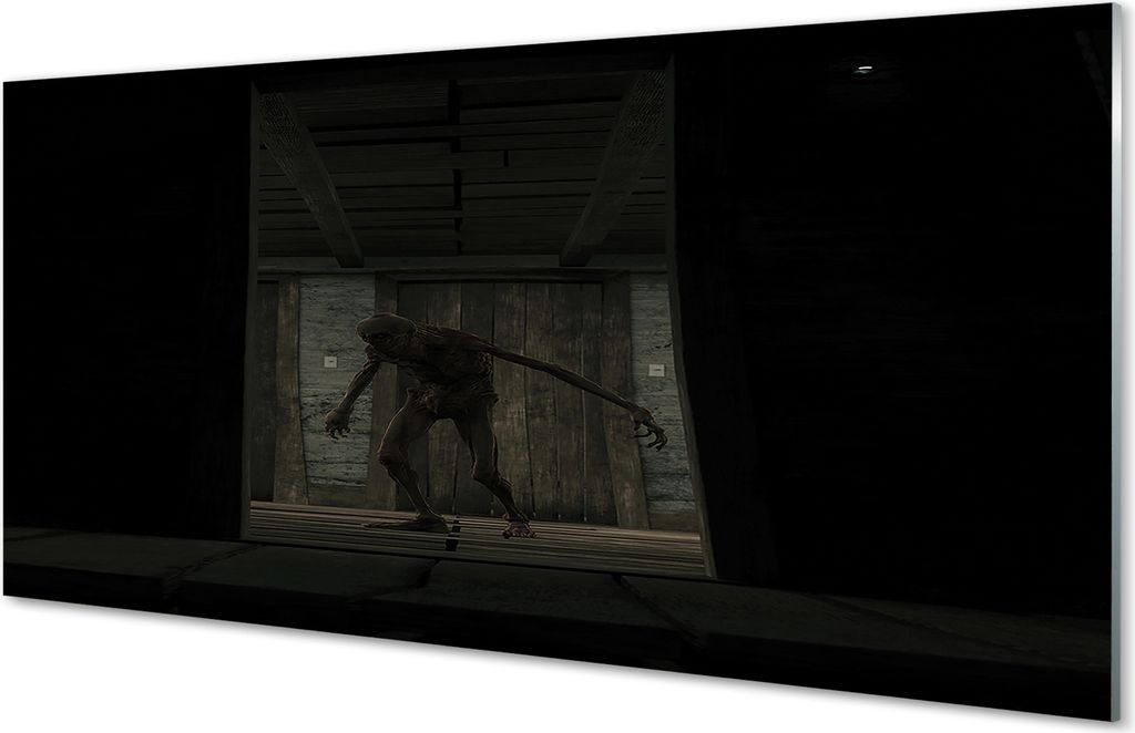 Glasbilder 120x60 Wandkunst Zombie dunkle Gebäude