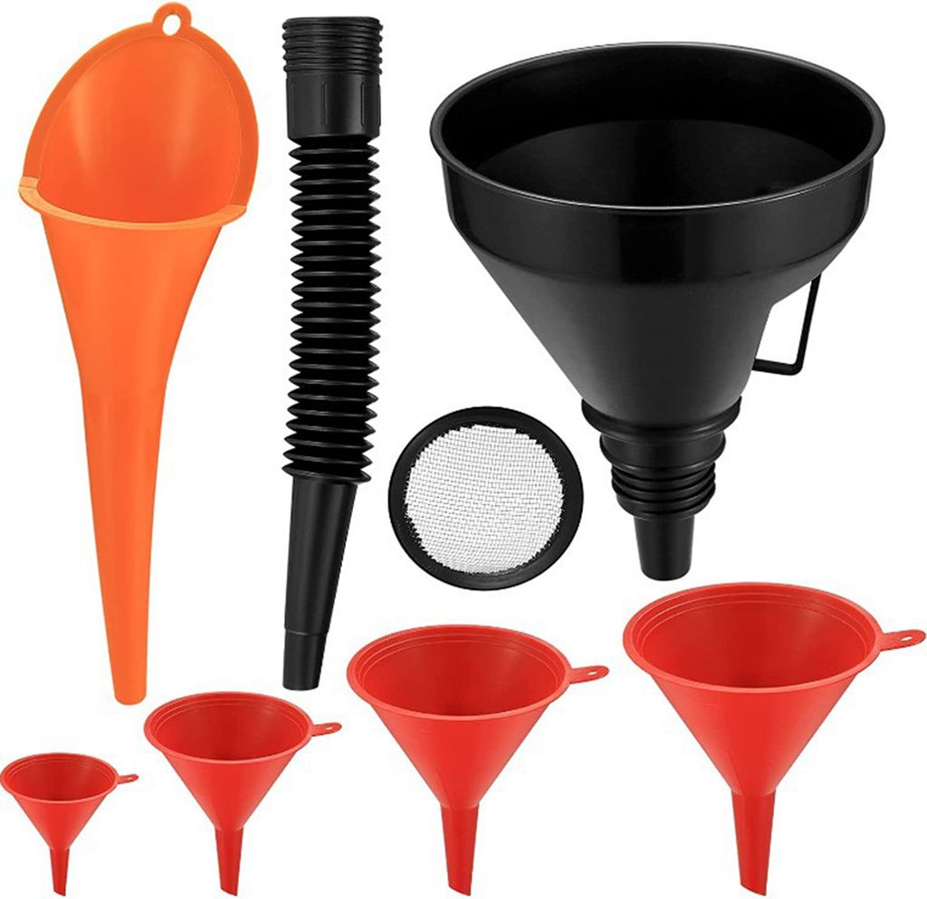 1 Satz Kfz-Trichter, Kraftstofftrichter mit breiter Öffnung, Kunststoff-Öltrichter mit langem Hals, flexible Trichter mit rechtem Winkel und abne...