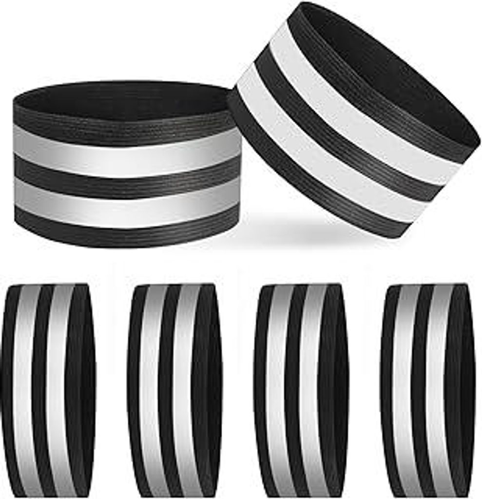 Doppel Reflektorbänder, 6 Stück Reflektorbänder mit Klett Reflektierende Sicherheits Armband, Reflektoren Armband Reflektorbänder Schwarz für ...