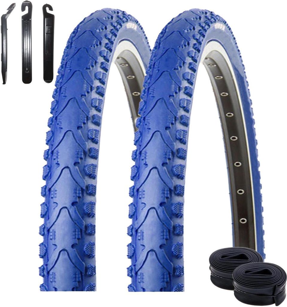2 x Kenda K-935 Fahrradreifen Fahrradmantel Blau 40-622 (28 x 1,5) + 2 x Schläuche DV inkl. Reifenheber