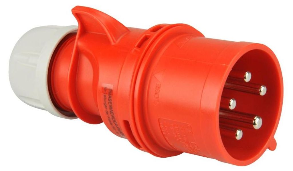 PCE CEE-Stecker 5-polig 32A Phasenwender rot Produktbild 
