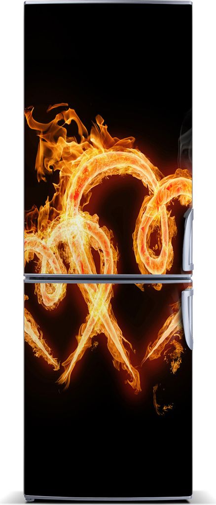 Tulup Kühlschrankdekoration - Magnetmatte - 60 cm x 180 cm - Magnet auf dem Kühlschrank - Brennendes Herz