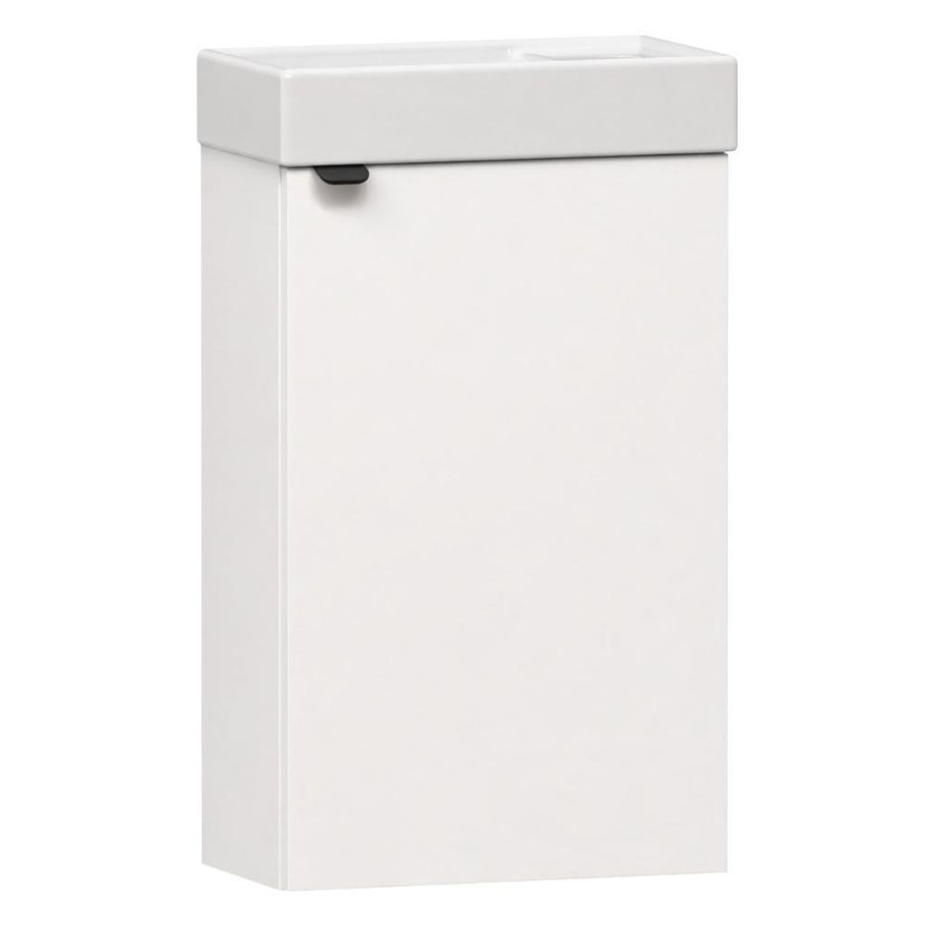 Waschtisch mit Unterschrank GIZO 40 cm Weiß matt Waschbecken Toilettenmöbel