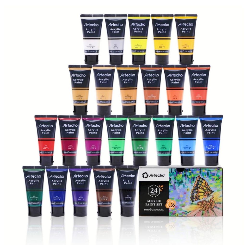 Artecho 24 x wasserfesten Acrylfarben, je 60ml Tuben – für Produktbild 